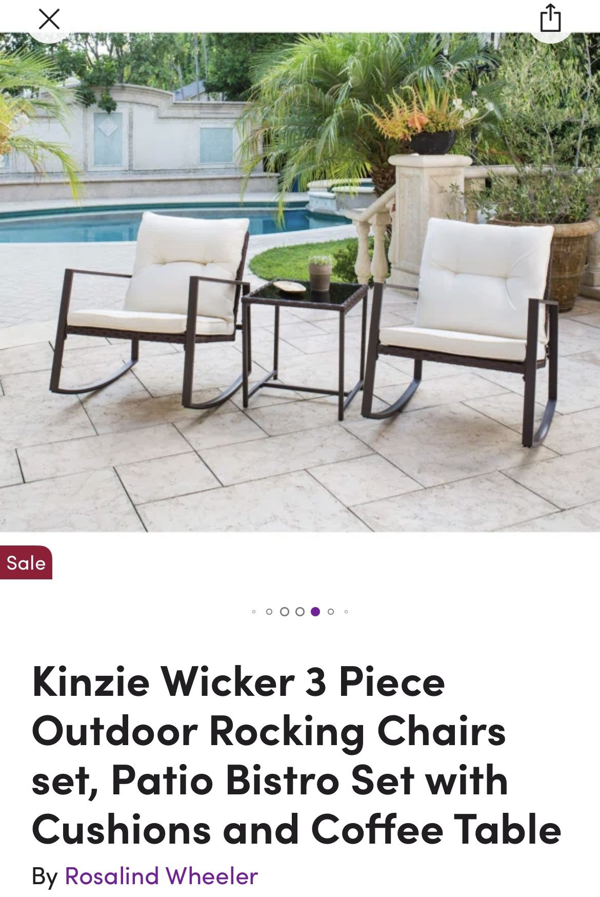 Bistro Patio Rocking Chair Set With Coffee Table