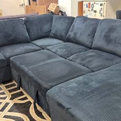 New Corduroy Sectional Sleeper With Storage. Black / Grey. 92x120x61. Free Delivery!