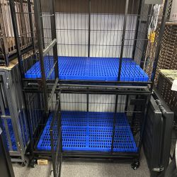 37” Stackable Dog Crates, Easy Folds Drop Cages for Dog With Floor Grids