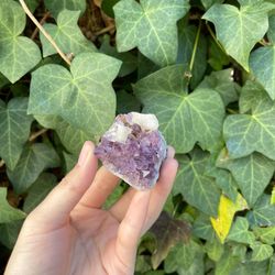 100% Raw Amethyst Cluster with Gold Rutilated & Calcite, 98g