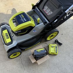RYOBI 40V HP Brushless Whisper Series 21" Walk Behind Self-Propelled All Wheel Drive Lawn Mower w/ 6.0 Ah Battery & Charger
