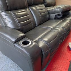 Free Leather Power Reclining Sofa And Love Seat