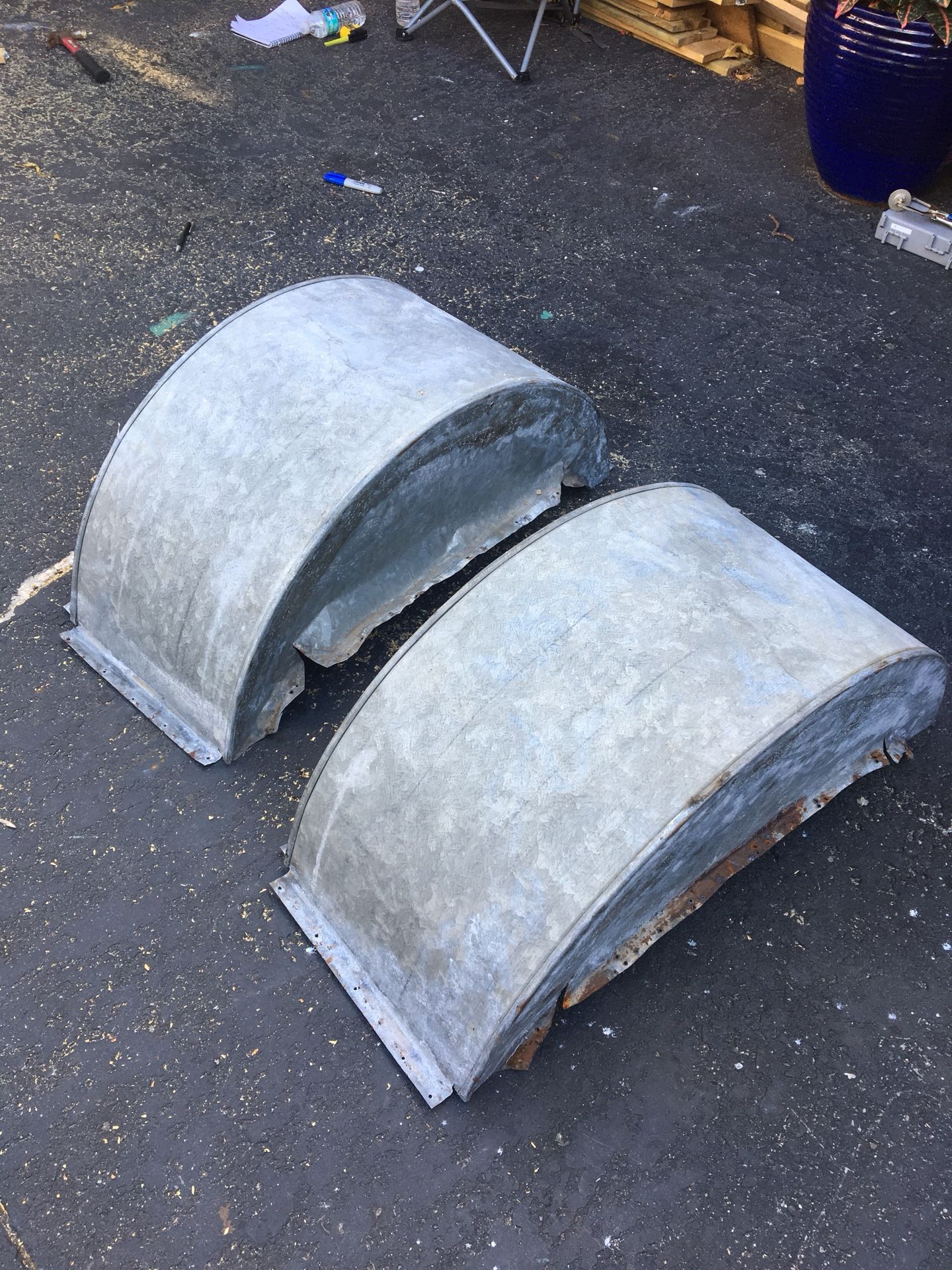 (2) Aluminum single axle wheel fender - trailer, camper, RV