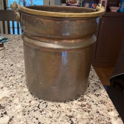 Vintage Copper Coal/log Bucket With Brass Handle