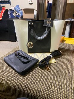 MKP Collection Two Tone Tote Bag with Wallet Set and Shoulder Strap
