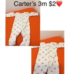 Carter’s Pijama Great Condition For Girls Size 3m ❤️❤️❤️u