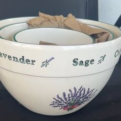 Ceramic Lavender Sage Mixing Bowls Set