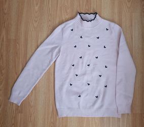 SOUP Pink Heart Pattern Long-Sleeve Knit Sweater (Women's S/M)