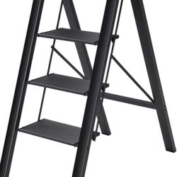 4 Step Ladder, RIKADE Folding Step Stool With Wide Anti-Slip Pedall