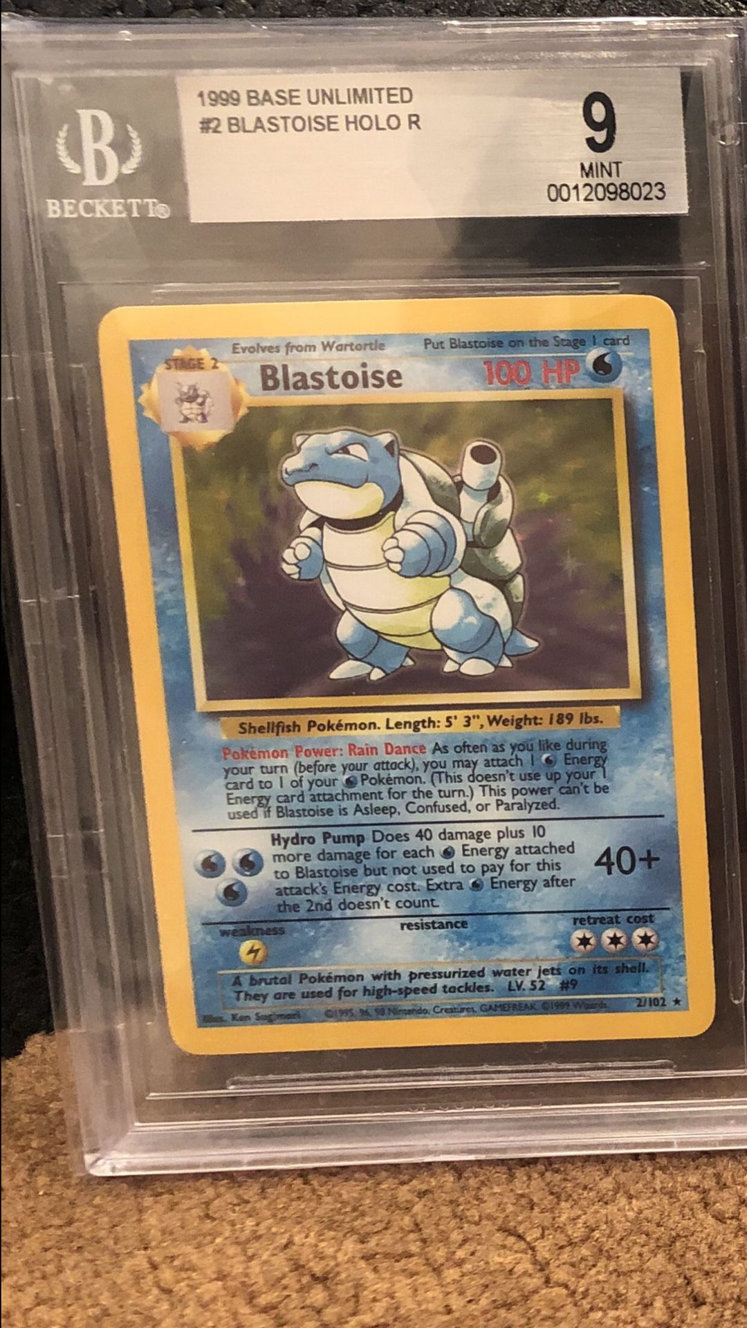 Base set WOTC Blastoise BGS Mint 9