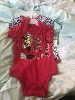 Minie mouse onesies and bib