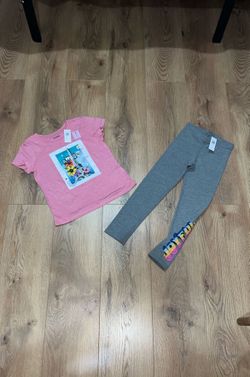 Old Navy Toddler Girl’s Leggings and Paris Eiffel Tour Shirt / Top, Size S (6-7)