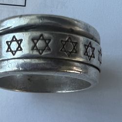 Sterling Silver Star Of David Spinning Ring Size 10
