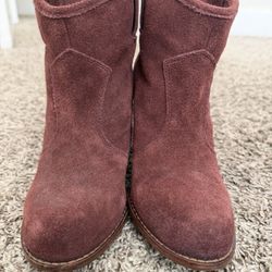 Splendid Lakota Maroon Suede Block Heel Western Style Ankle Booties