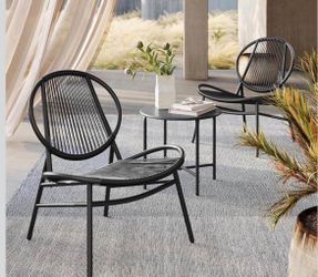 Patio Furniture Set 3 Pieces, Garden Bistro Set, Acapulco Chairs, Outdoor Seating,