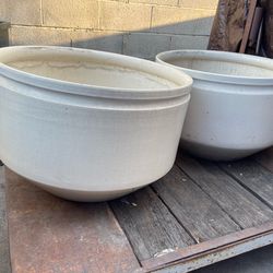 LARGE WHITE DAVID CRESSEY ROBERT MAXWELL EARTHGENDER POTTERY PLANTER POT MID CENTURY MODERN