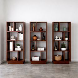 Walnut Veneer Bookcases Set Of 3 (Mitchell Gold + Bob Williams)