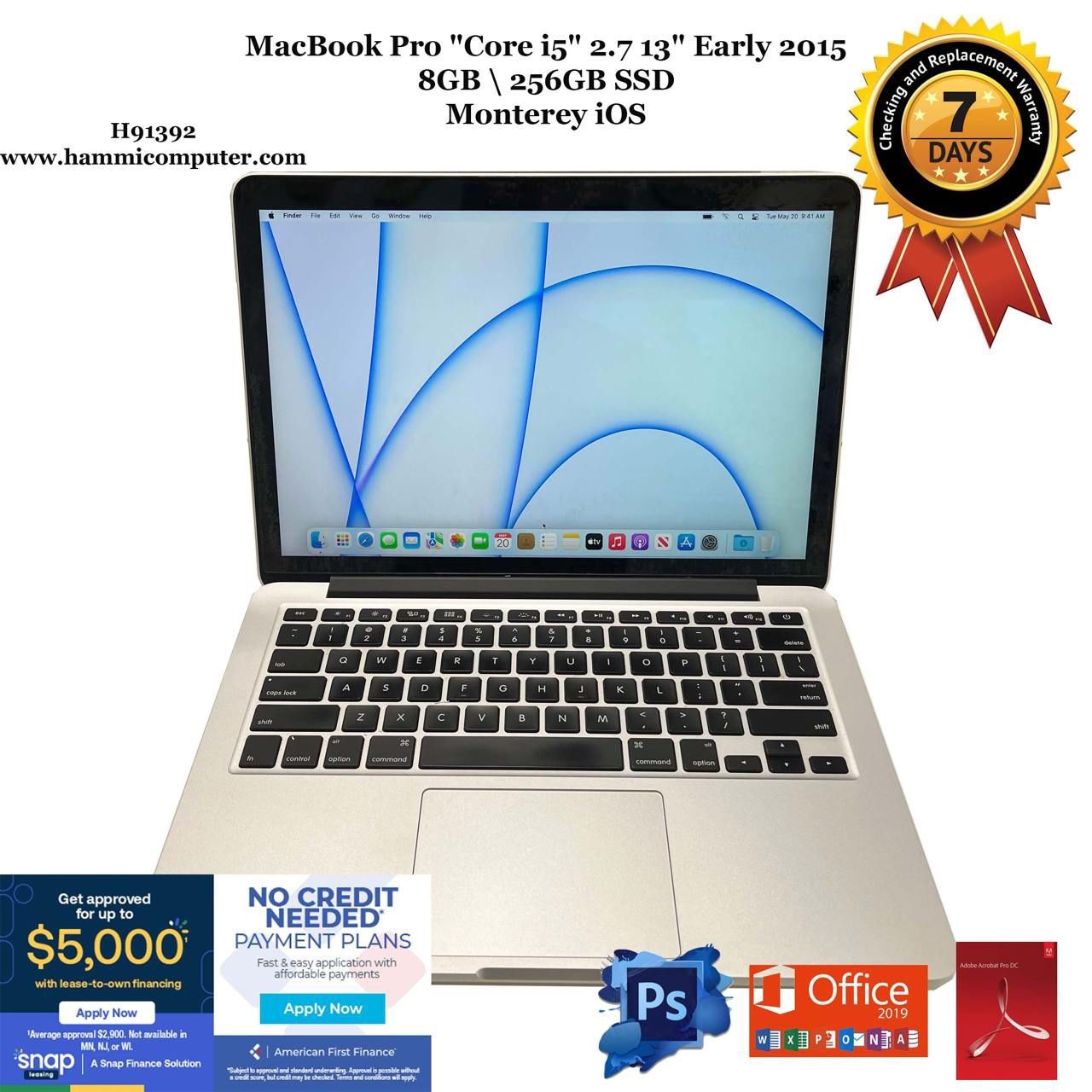MacBook Pro "Core i5" 2.7 13" Early 2015, 8GB, 256GB "H91392"