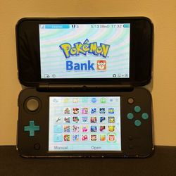 "New" Nintendo 2DS XL Black/Blue with clear protective shell