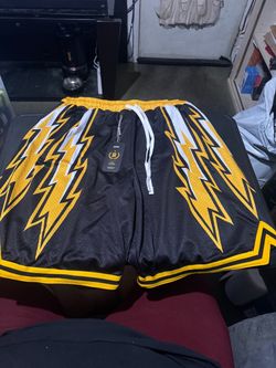 Rettro Brand Black & Gold Lightning Bolt Mesh Shorts Size 3XL