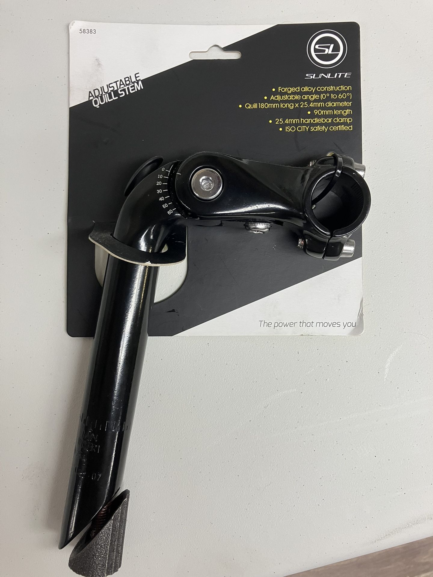 Sunlite Adjustable Quill stem 25.4 mm Diameter 90mm Length Black