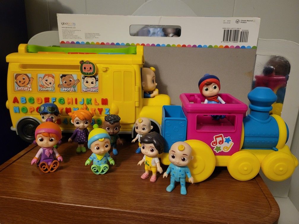 Coco Melon Toys Bus And Train With Figures 