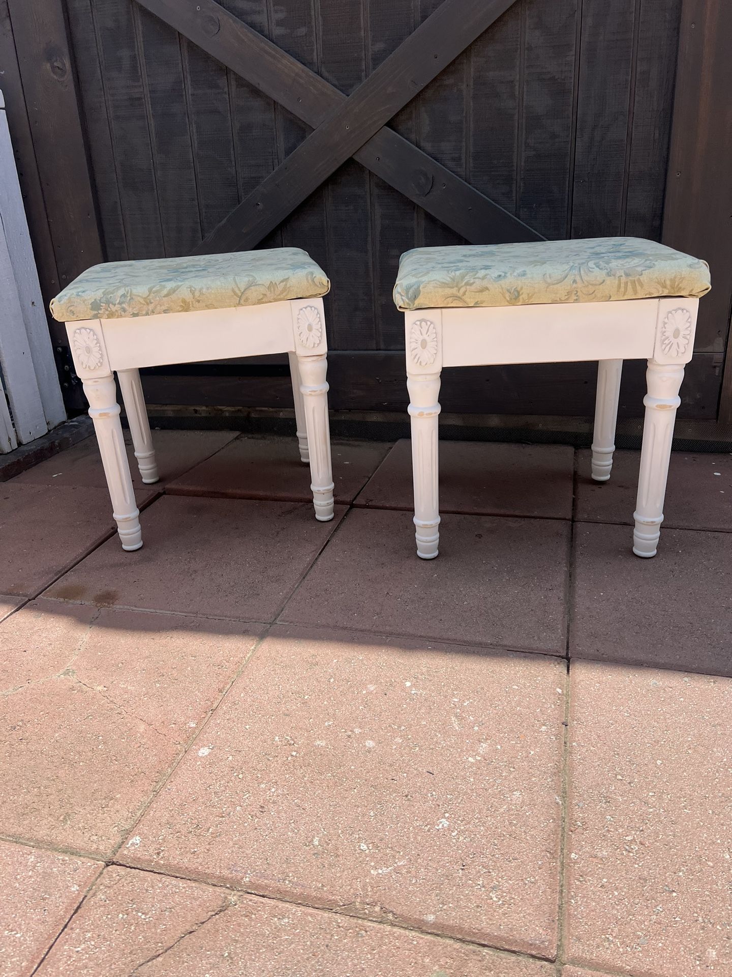 Stools Floral White Distressed Shabby Chic Farmhouse Set Tea Party