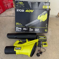 RYOBI 40V 120 MPH 550 CFM Cordless Battery Leaf Blower With 4.0 Ah Battery and Charger