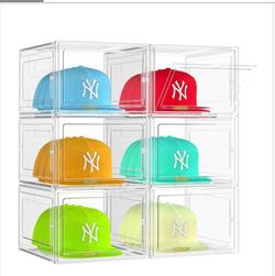 Clear Acrylic Hat Display Storage Boxes – Set of 6