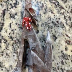 Hand Carved Wolf "Howling at the Moon" Detailed and Hand Painted w/Initials