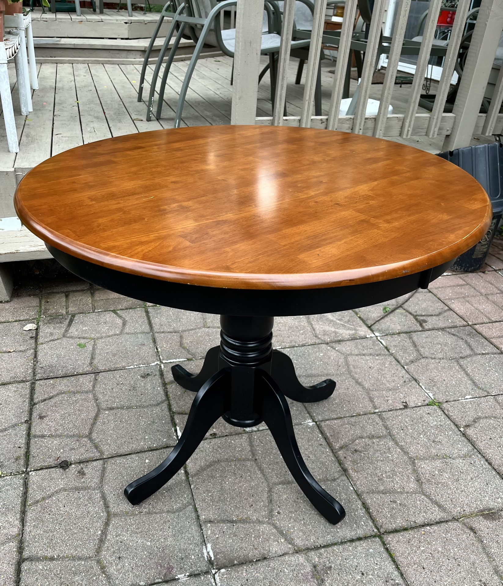 Round Black And Wood Dining Table