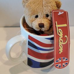 Union Jack British Flag Mini Mug with Bear Plush Toy England Mother's Day Gift