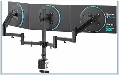 Triple Monitor Mount for 13-32 inch Screens, up to 17.6 lbs per Arm, Adjustable 3 Monitor Desk Mount with Swivel, Tilt, Rotation, Triple Monitor Stand