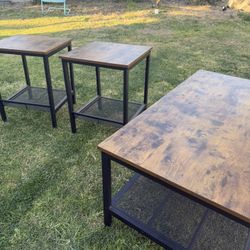 Coffee Table with 2 Square End Side Tables