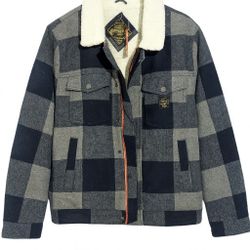 Men’s Superdry Sherpa-Lined Plaid Jacket – Size XL (New With Tags)
