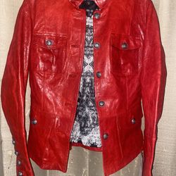 NEW Royal Underground Red Leather Military Jacket Limited Edition Dead Stock Merchandise Size XS