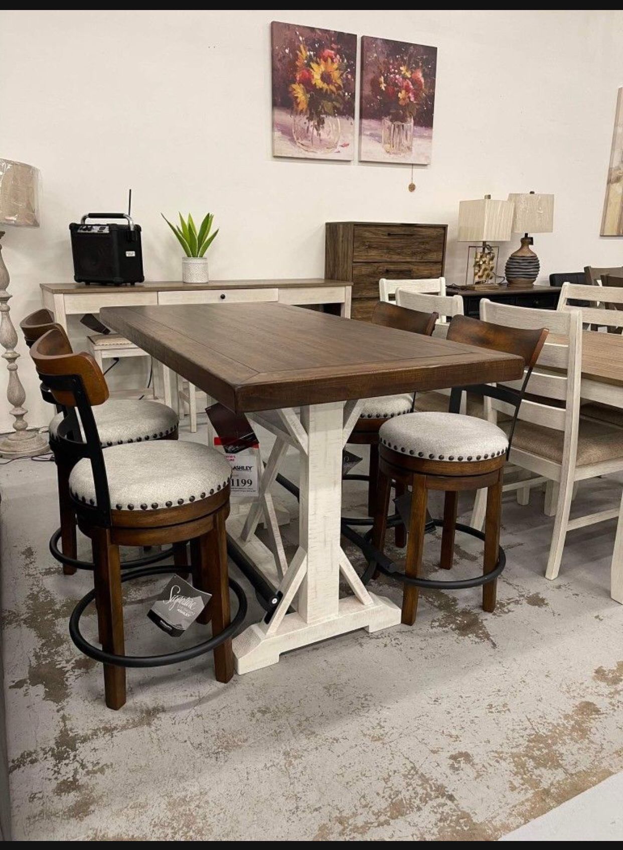 In Stock💥 Rustic Counter Height Table And Chairs/ Height Counter Kitchen Table Set 👍 Fastest Delivery 🚚
