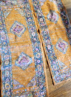 2 Yellow Area Rugs with Floral Pattern