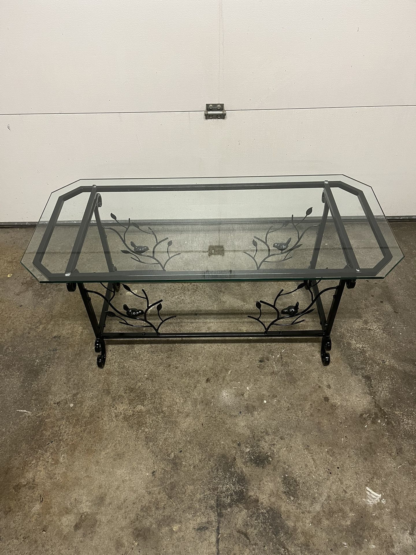 Metal & Wrought Iron Glass Top Console Table