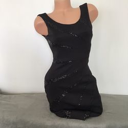 Guess Black Sequin Bling Mini Dress Size XS