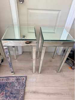 2 mirrored accent tables/ side tables nightstand