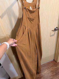 Brown and Black Knit Overall Maxi Jumpsuit