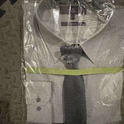 Collard Dress Shirt NWT Stripes With Tie 