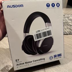 AUSDOM E7 Bluetooth Noise Cancelling Headphones: Wireless Over Ear ANC Headphones with Microphone, 50H Playtime, Hi-Fi Stereo Sound, Deep Bass, Comfor