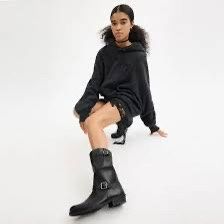 Black Leather Ladies Coach Boots Size 9