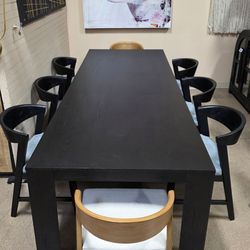 New Contemporary Modern 7 pc Dining Table Set  in Black Finish