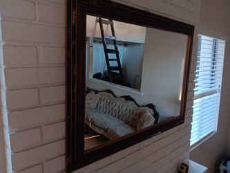 Large Ornate Espresso Wall Mirror with Gold Inner Lip Bevelled Detail 37X27