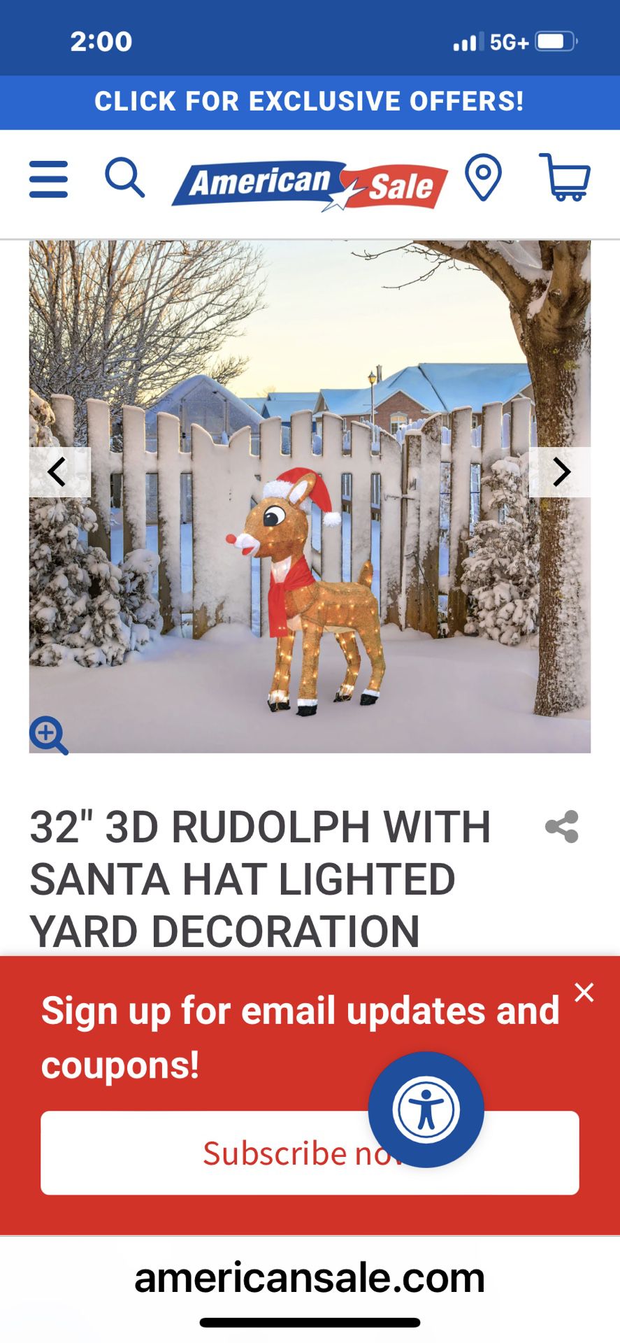 32" 3D RUDOLPH WITH SANTA HAT LIGHTED YARD DECORATION $99