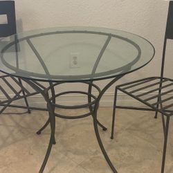 Glass Table With Two chairs