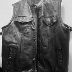 Black Leather Biker Vest